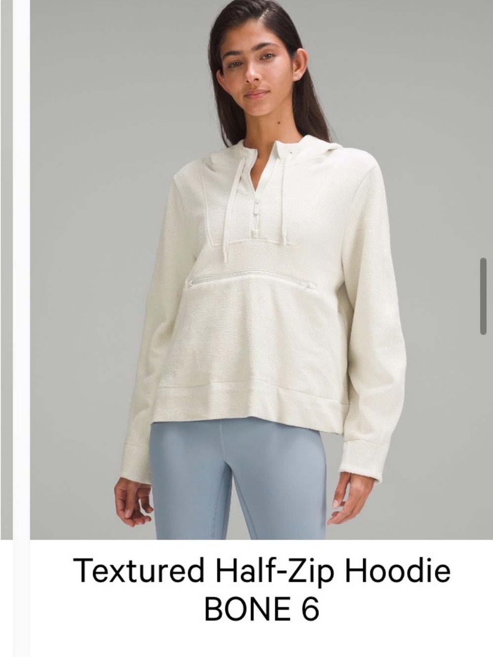 Lululemon Textured Half Zip Hoodie Bone